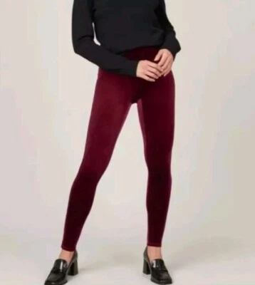 Leggings de terciopelo SPANX para mujer pequeños ricos rojos borgoña cintura alta LEER Foto 1 de 4