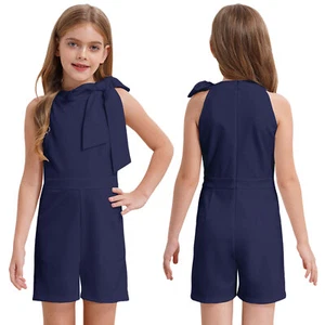 Kids Girls Jumpsuit Photo Shoots Rompers Polyester One Piece Soft Lining Shorts - Picture 1 of 72