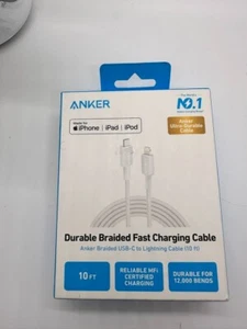 Anker 10' Braided Lightnin to USB-C Fast Charging Cable - White - Picture 1 of 4