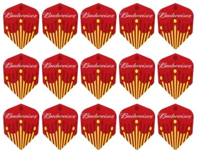 ANHEUSER-BUSCH 5 New Sets Budweiser Standard Dart Flights - Ships w Tracking - Red Yellow Crown