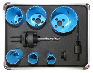 Plumbers Holesaw Kit 19mm 22mm 29mm 38mm 44mm 57mm Bi Metal A1 A2 Arbour DSET19 - Picture 1 of 1