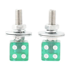 Paar Kennzeichenschrauben Befestigung Grün Würfel Chopper Custom Motorrad - Bild 1 von 8