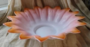 Victorian Bride's Basket or Serving Dish Glass Only, Peach Flower Shaped - Picture 1 of 3