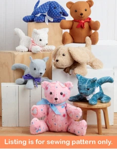 SEWING PATTERN Sew Stuffed Animal Soft Plush Toy - Teddy Bear Cat Dog Puppy 9360 - Picture 1 of 3