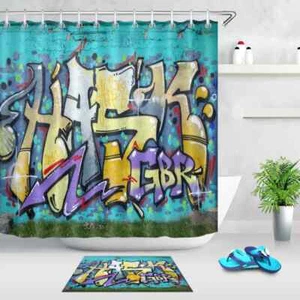 Revestimiento de cortina de ducha de poliéster impermeable para baño Letter Beat resistente al agua - Imagen 1 de 8