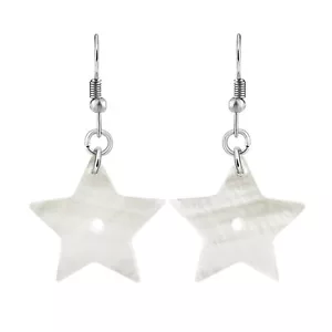 Star of the Ocean Star White Kabibe Seashell Dangle Earrings - Picture 1 of 5