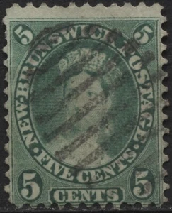 Canada New Brunswick 1860 #8 5c yellow green, Queen Victoria, used - Picture 1 of 1