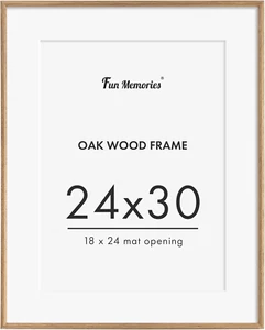 24X30 Solid Oak Wood Picture Frame HD Tempered Glass Handcrafted Rounded Corner - Picture 1 of 12