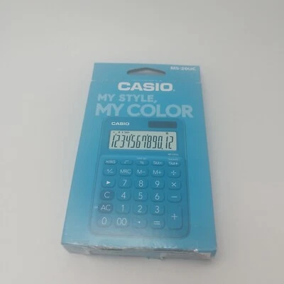Casio MS-20UC Blue Compact Desk Calculator. My Style My Colour Tax Calculator  - Image 1 of 4