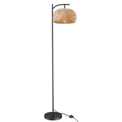 Rustic Floor Lamp Standing Lamp with Rattan Shade Pole Light Sofa Office Reading - Image 1 of 4