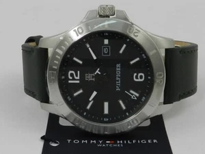 Tommy Hilfiger Men's Quartz Green Leather Strap Watch 46mm - Picture 1 of 5