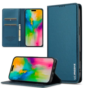 Magnetic Wallet Case Leather Flip Cover For iPhone 17 16 15 14 13 Pro Max 12 16E - Picture 1 of 18