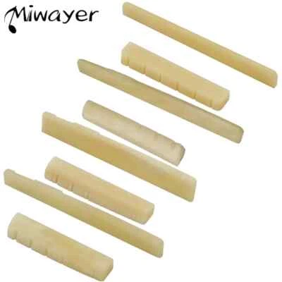 Miwayer 1 Pair 6-12 String Guitar Unbleached Cattle Bone Bridge Nut and Saddle - image 1 of 4
