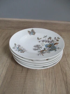 5 assiettes creuses Grand Prix Hache Jullien Vierzon mille fleurs Papillons"" - Photo 1/4