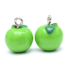 200pcs LimeGreen Apple Resin Charms Mini Cute Pendants Jewelry Making 15x12mm