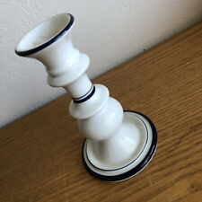 Dansk Candlestick  Made in Portugal  Blue Trim on White     H  6 1/8"