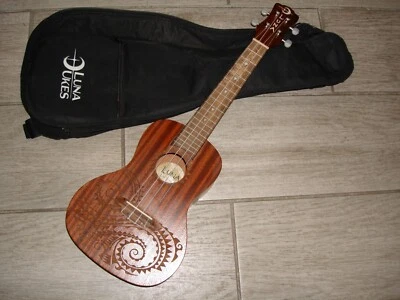 LUNA TATTOO (ENGRAVED) UKULELE W/ GEAR BAG - UKE TC MAH Concert Ukulele - Image 1 of 4