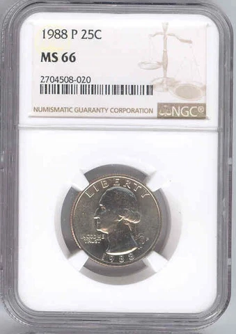 1988-P Washington Quarter 25C NGC MS 66 Cover