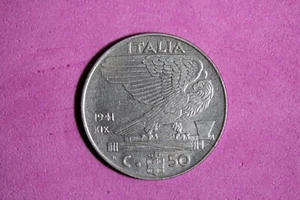 1941 Italy 50 Centesimi Acmonital Coin #M20534 - Picture 1 of 2