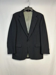 Cricketeer Mens Blazer Sport Coat Black Pin Stripe Calendar Cloth Union Made 40R - Picture 1 of 15