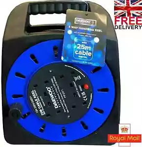 25m Heavy Duty Cable Reel Extention Lead 13A 4 Socket 240V Genuine DAEWOO - Picture 1 of 4