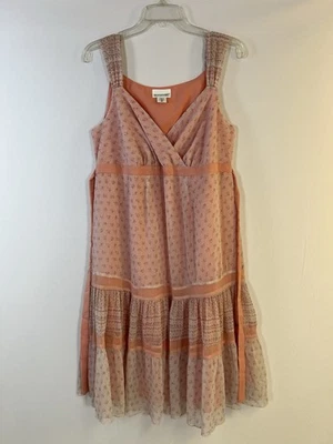 Vintage Motherhood Maternity Dress Medium Cottage Core Floral Peach Sun Dress - Image 1 of 4