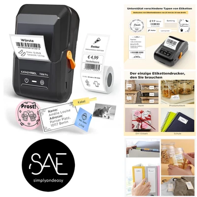 Bluetooth-Drucker mit wasserfesten Etiketten | Thermodruck für zu Hause - Bild 1 von 4