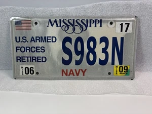 Mississippi Armed Forces Retired Navy USA American Military Number License Plate - Picture 1 of 4