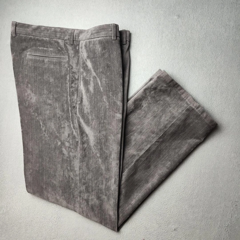 Pantalones de vestir Armani Collezioni para hombre 36x33 gris pana frente plano pantalones trabajo Foto 1 de 4