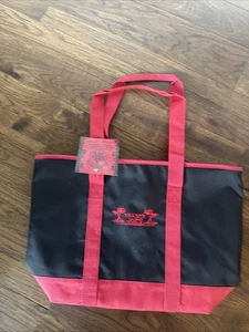 Trader Joes Reusable Insulated Cooler Tote Bag RED BLACK Large 20in x 14in - Picture 1 of 6