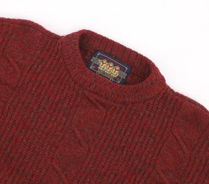 RALPH LAUREN CHAPS VINTAGE 100% Wool Cable-Knit Crewneck Sweater Red Size L - Picture 1 of 6