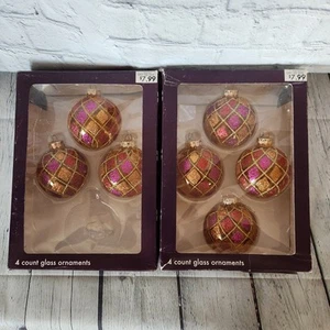 Target 2005 Glass Christmas Ball Ornaments 7 Multicolor Glitter  - Picture 1 of 10