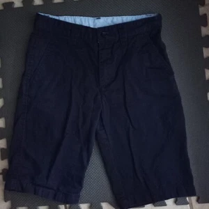 Nautica Boys Size 14 Navy Blue 100% Cotton Flat Front Casual Button Up Shorts - Picture 1 of 4