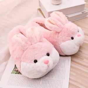 2x Cartoon Rabbit Women Plush Slippers Comfortable Pink Bunny for Bedroom - Picture 1 of 9