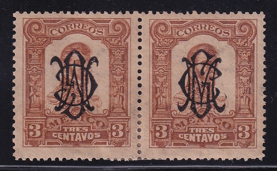 uco64 Mexico 1914 Civil War Gothic Villa ovpt Tete-Beche pair  inverted   Sc#457 - Image 1 of 1