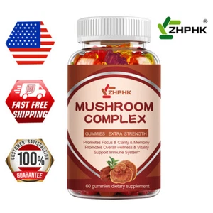 10x Mushroom Complex Supplement Gummies 2500mg, Lions Mane, Reishi, Shiitake - Picture 1 of 10