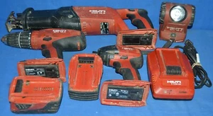 HILTI Reciprocating Saw, Drill, Driver, Light, 2 Batteries, Charger - Picture 1 of 9