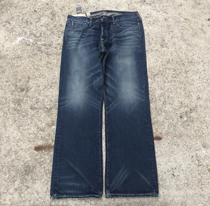 Abercrombie & Fitch Jeans Men 36x32 Blue Kilburn Bootcut Whisker Low Rise Button - Picture 1 of 14