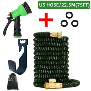4X Stronger Deluxe 75 FT dark green Expandable Flexible Garden Water Hose - Picture 1 of 7
