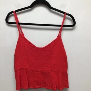 LaMade Womens Perla Tank Crop Top Red Sleeveless Spaghetti Strap V Neck S New - Picture 1 of 5
