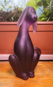 Satin Hound Viking Glass Epic Dog Rare Purple Figurine 8" MCM By Mosser Heavy - Picture 1 of 19
