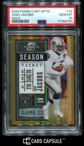 2020 Panini Contenders Optic Gold #32 Josh Jacobs /10 PSA 10 GEM MINT