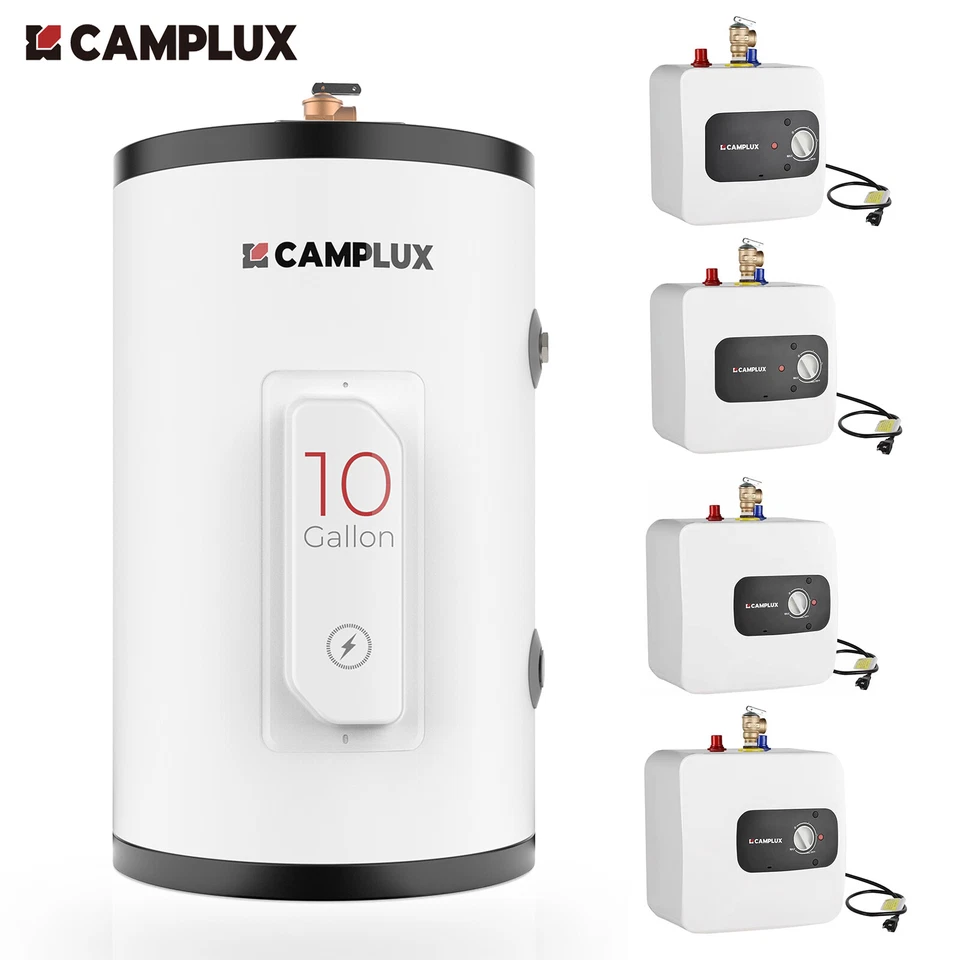 CAMPLUX Tanque Calentador de Agua Eléctrico 120V Solución de Agua Bajo Demanda para Ducha Foto 1 de 4