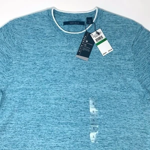 Perry Ellis Biscay Bay Blau Herren Kurzarm Pullover Sweater Größe L - Bild 1 von 8