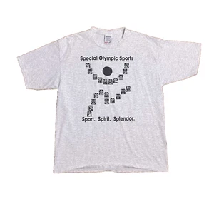 Adidas Mens L Special Olympics Stickman Double Sided Graphic Heather T Shirt Vtg - Picture 1 of 10