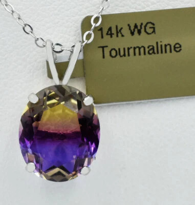 AAA TOURMALINE 5.78 Cts PENDANT  14K WHITE GOLD - New With Tag - Image 1 of 4