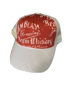Jim Beam Trucker Cap Bourbon Whiskey Red & White Snap Back With Breathable Mesh - Picture 1 of 6