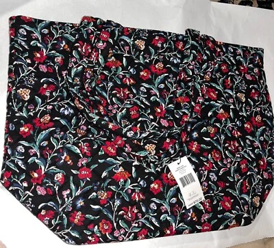 Женская хлопковая большая сумка-тоут Vera Bradley цвет нуар с подходящей биркой для багажа - Изображение 1 из 4