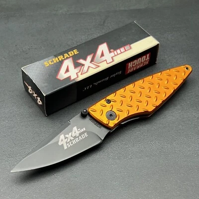 Schrade жесткий оранжевый ручки 4 x 4 EDC складное лезвие карманный нож новый SQ447 - Изображение 1 из 4
