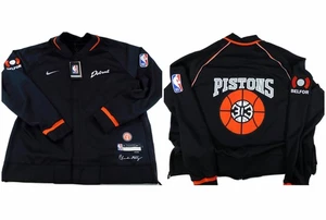 Chaqueta de calentamiento negra emitida por el juego Detroit Pistons 2023-24 City Ed Bad Boys L nueva con etiquetas - Imagen 1 de 6